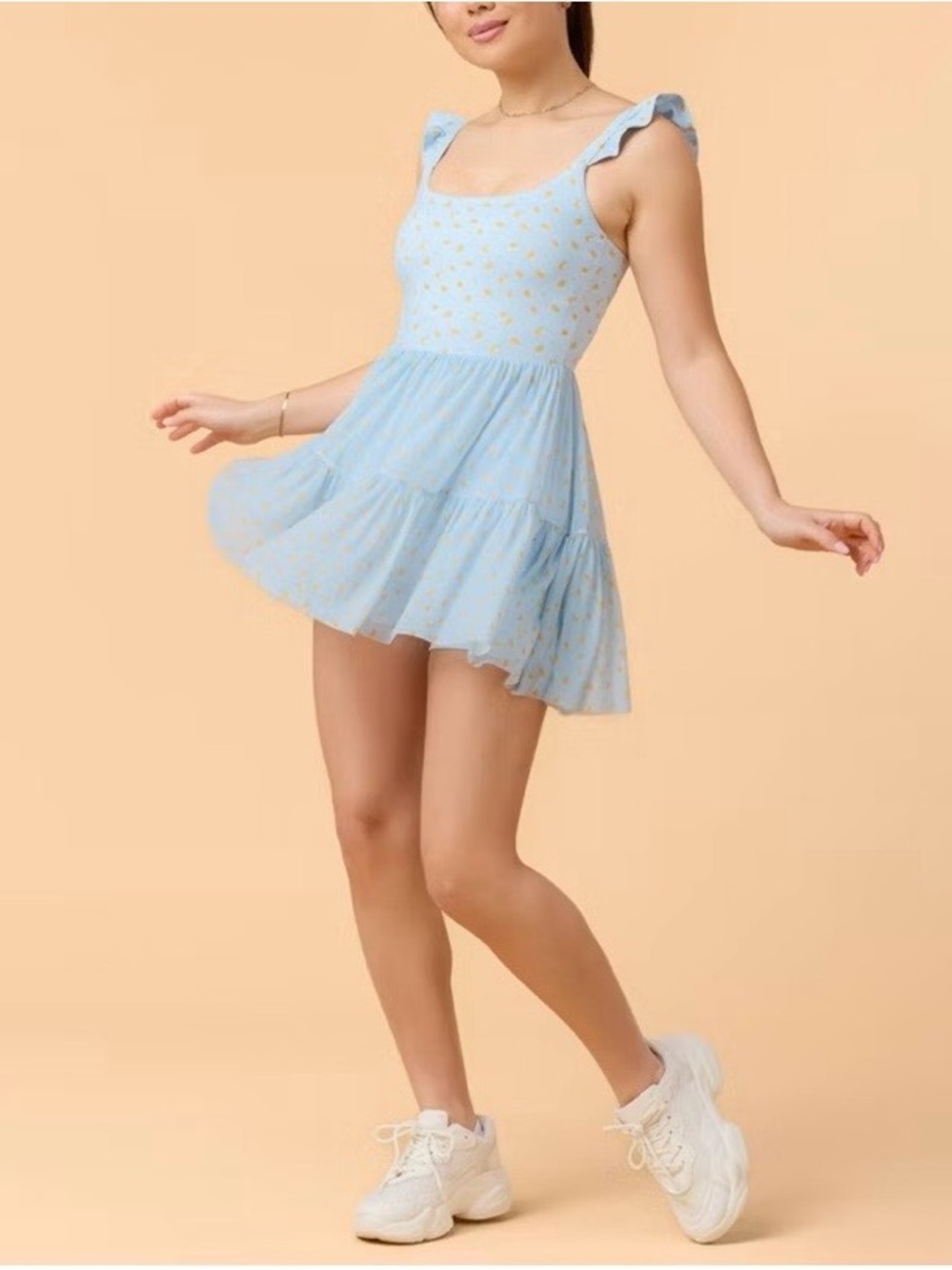 Blogilates Women’s Ballerina Ruffle Dress In Blue Citrus Print Size Small